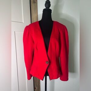 Vintage 80s/90s Red Women's Blazer Jacket Classic Tailored Style